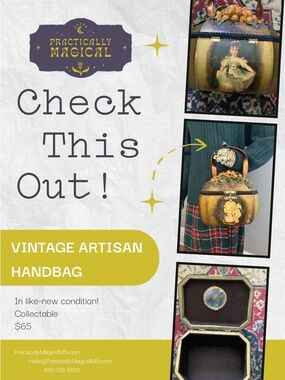 Vintage Artisan Handbag - Patina Ivory and Black